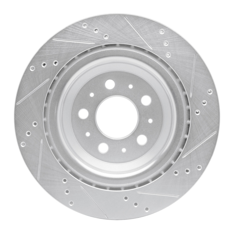 Tesla Model 3 Brake Rotor (1) - Rear Left - R1 Concepts - Drilled & Slotted - Silver - `17-`25